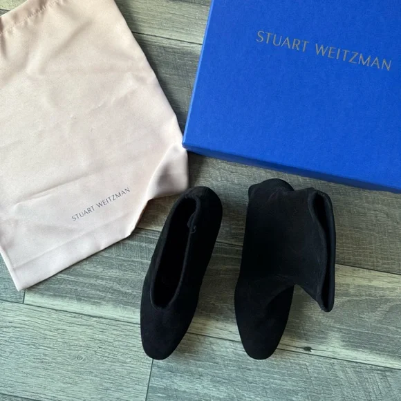 NWT Stuart Weitzman Niki 60 Black Suede Ankle Boots Classic Size 11 (41.5) NIB